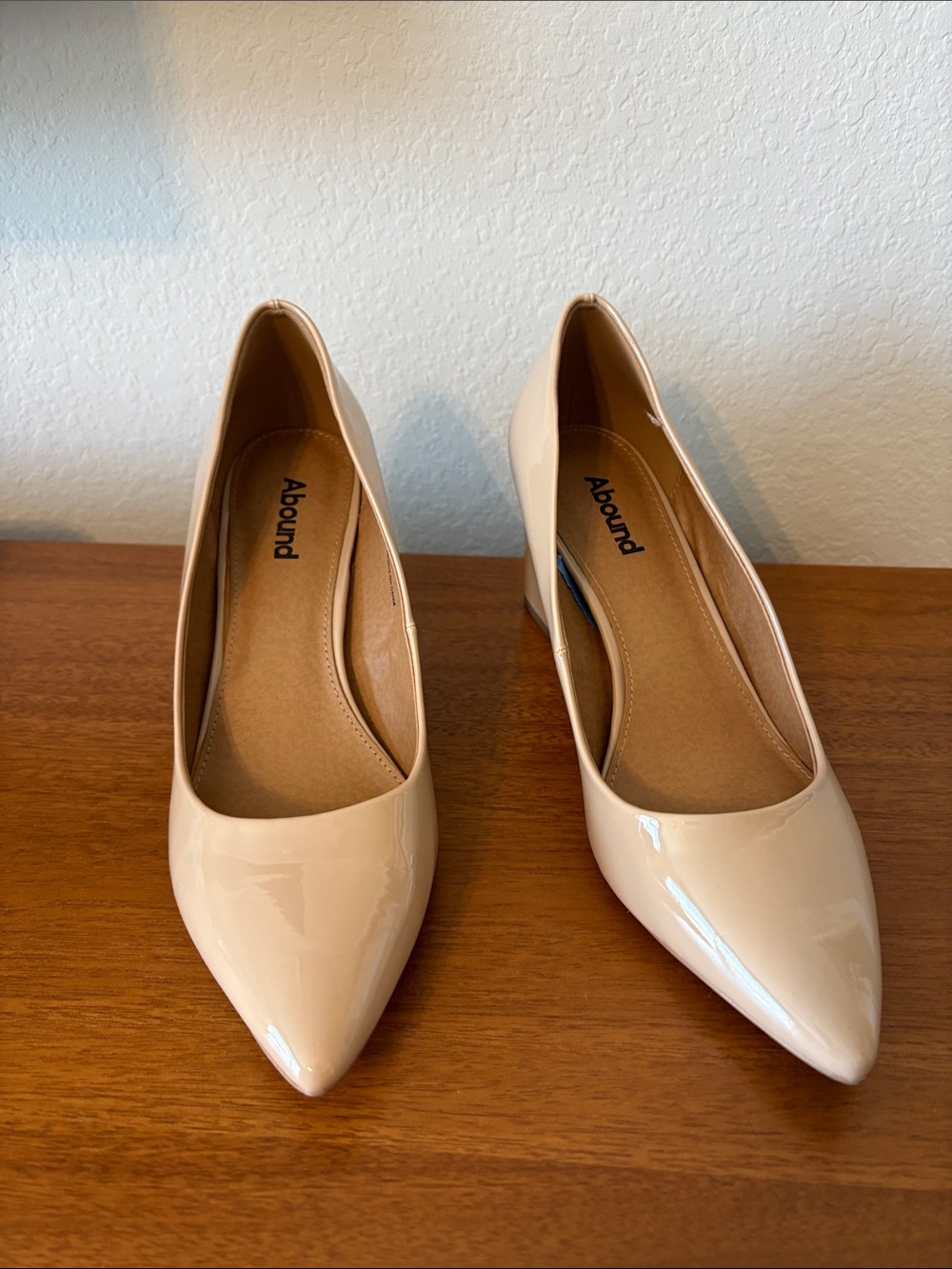 Abound Patent Pointed-Toe Wedge Pumps in Nude